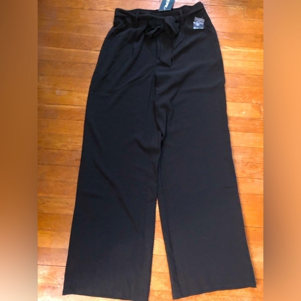NWT M ModCloth Black Wide Leg Pants Dress or Casual Work Easy Effortless Flowy